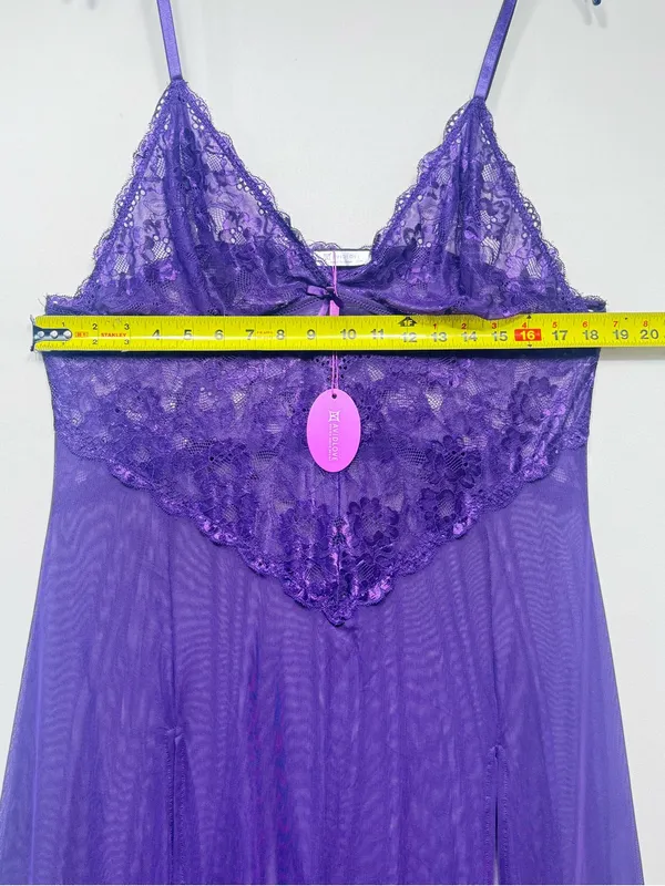 Avidlove Sexy Split Mesh Lace Floral Sheer Babydoll Lingerie 2 piece nwt - Image 3
