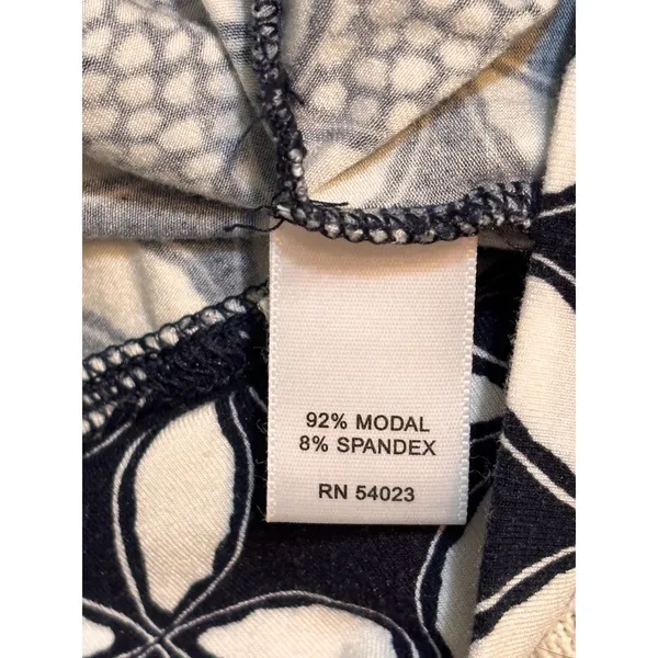 Banana Republic XS Black White Geometric Print Dress Smocked Waist Stretch - Image 10