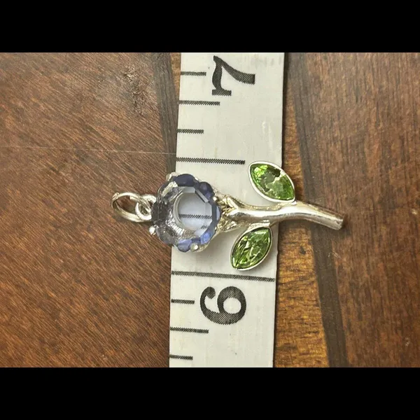 925 Sterling Silver Flower F20 Pendant Blue - Image 3