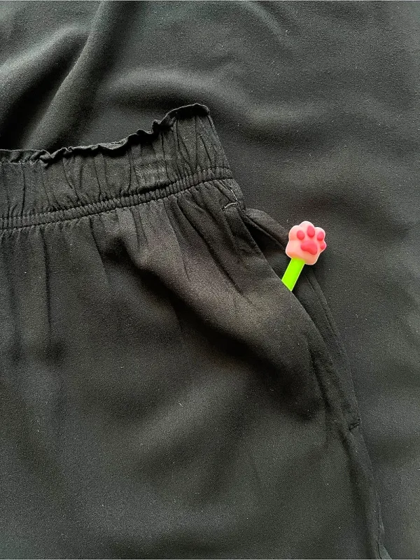 H&M Black Wide Leg Cropped Pull-On Pants High Rise Viscose Size S - Image 6