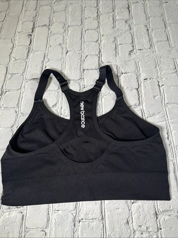 New Balance Womens Black Seamless Racerback Medium Support Sport Bra XL - Image 4