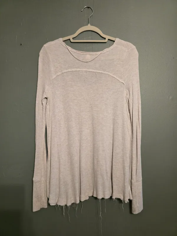 We The Free Cream Scoop-Neck Waffle Knit Top XS - Image 2