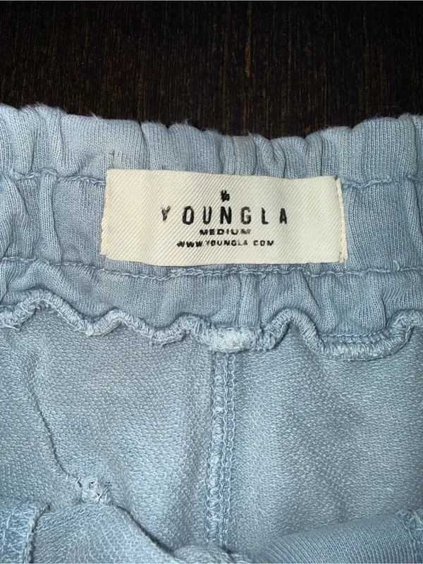 Light Blue Drawstring Lounge Shorts Soft Cotton Blend Pockets Casual Athleisure - Image 5