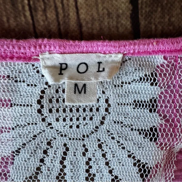 🌸 POL Pink Boho Lace Patchwork Top - Size M 🌸 - Image 3