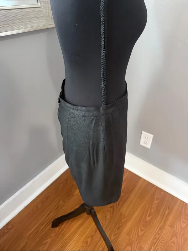 Free People Rumi Ruched Faux Leather Mini Skirt Black Minimalist Medium - Image 6