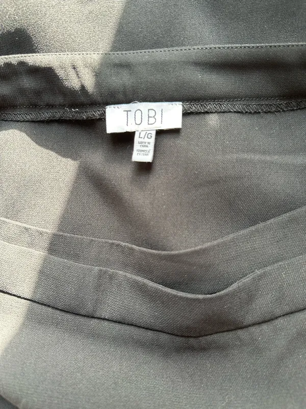 Tobi Black Asymmetrical Wrap Side Tie Midi Skirt - Image 5