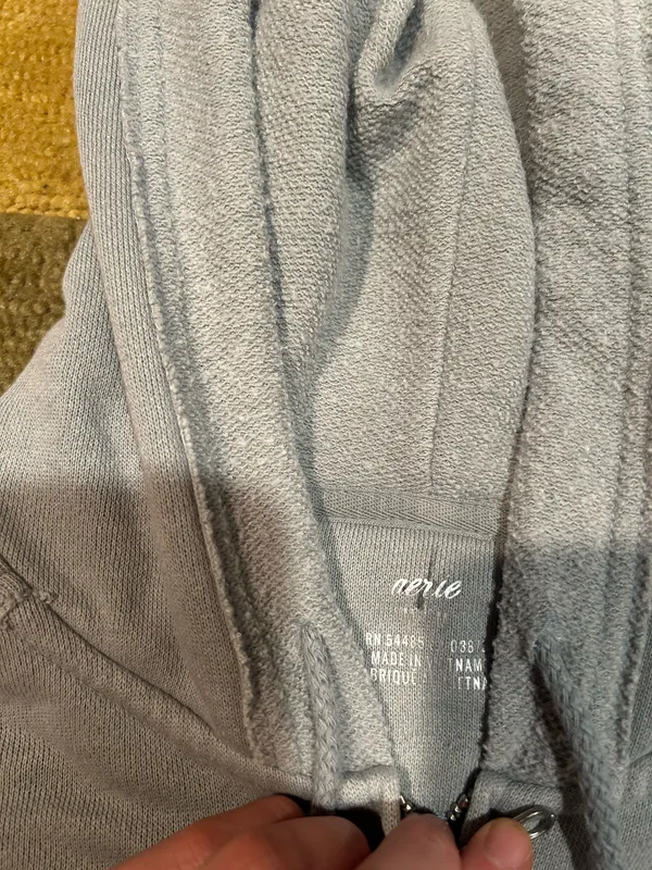 Aerie Zip Up Hoodie Oversized Sweatshirt Dusky Blue Size Medium - Image 2