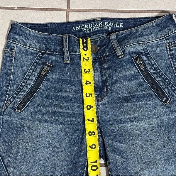 American Eagle Women Denim‎ Jegging Ankle Super Stretch Stacked Moto size 4 - Image 8