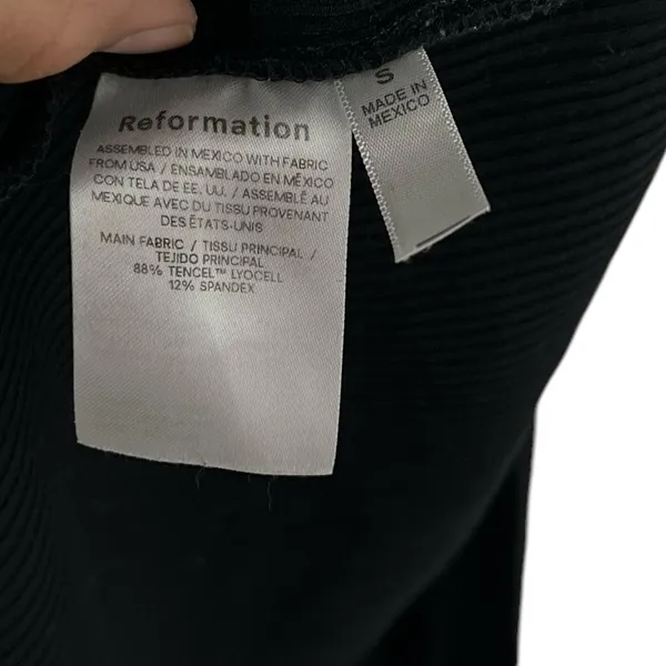 REFORMATION Cassi Black Knit Ribbed Square Neck Sleeveless Slit Midi Dresss - Image 8