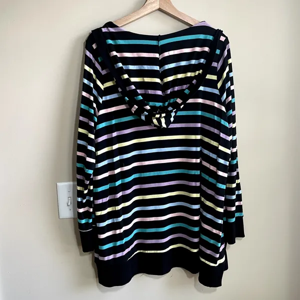 Disney‎ colorful striped cardigan hooded women's size 1X rayon blend sweater - Image 7