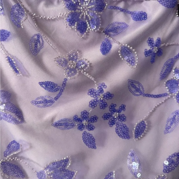 Lavender Purple Sequin Floral Mesh Tube Top Y2K Fairycore Size M - Image 3