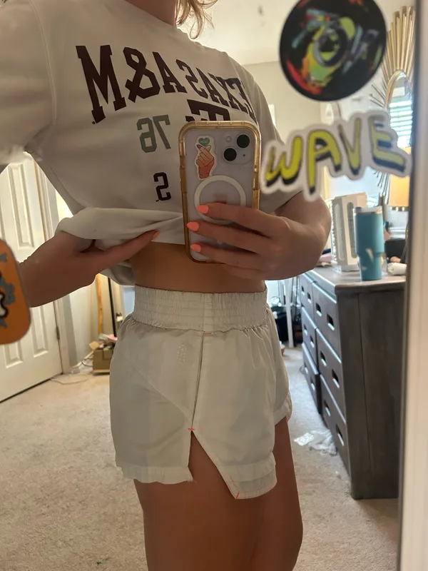 Free People Movement white shorts w/pink stitching - Image 6