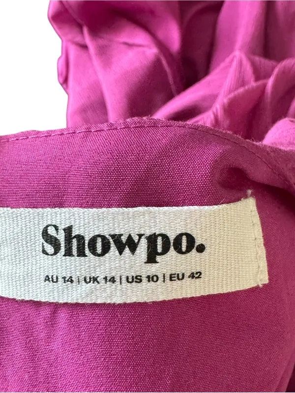 Showpo - Paige Maxi Dress Orchid Purple Cutout Balloon Sleeve Gown Sz US 10 - Image 7