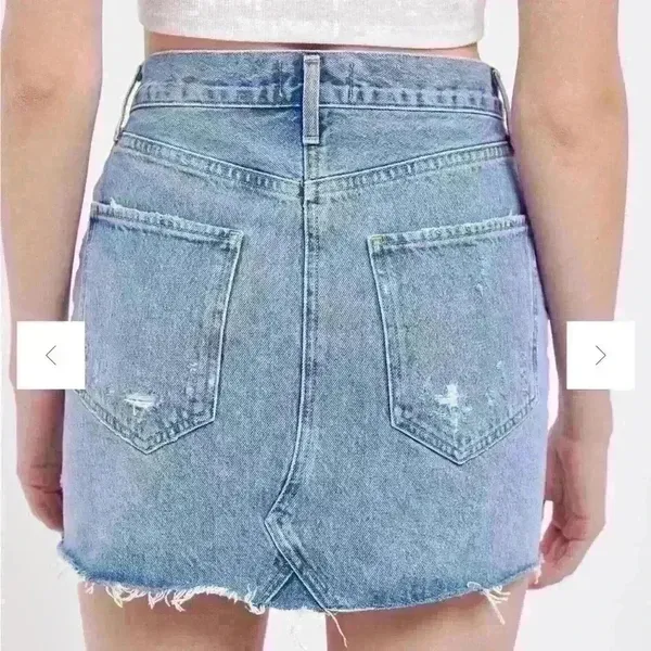 AGOLDE Quinn High Waisted Distressed Denim Mini Skirt size 29 - Image 3