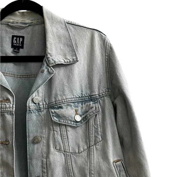 Gap Icon Denim Trucker Jacket Vintage Light Wash 90s Grunge Indie Y2K Streetwear - Image 3