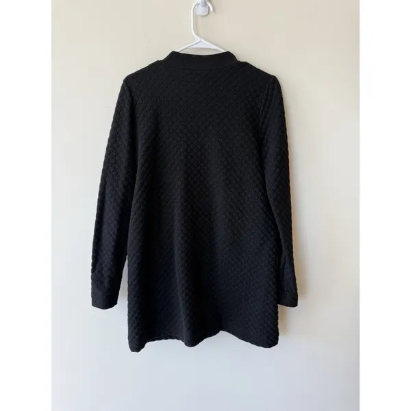 Cos Knit Cardigan Jacket Women's XS Black Waffle Textured Cotton Nylon XS - Image 2