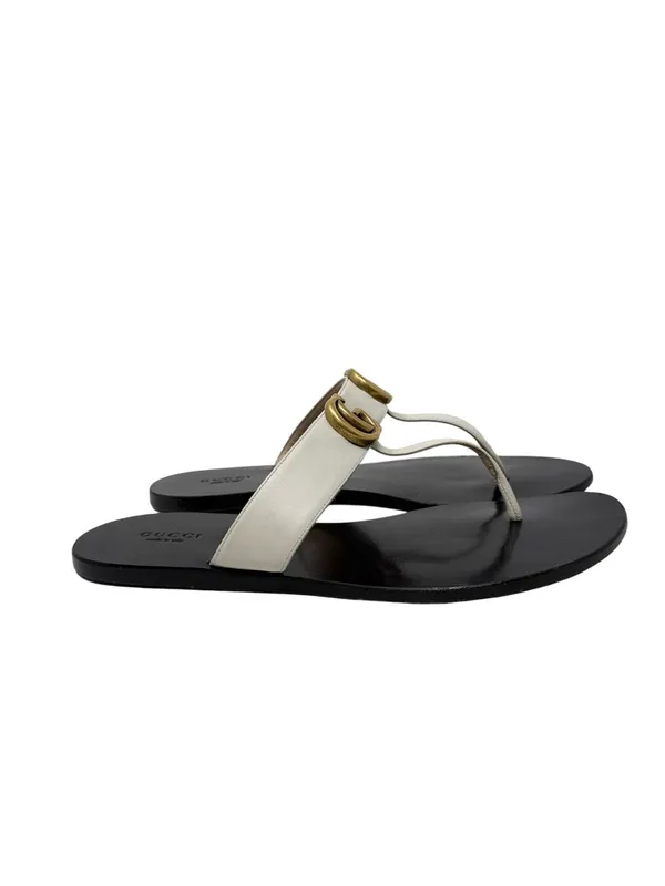 Gucci Marmont GG Thong Sandals Mystic White Flat Slide Flip Flops EU Size 39.5 - Image 2