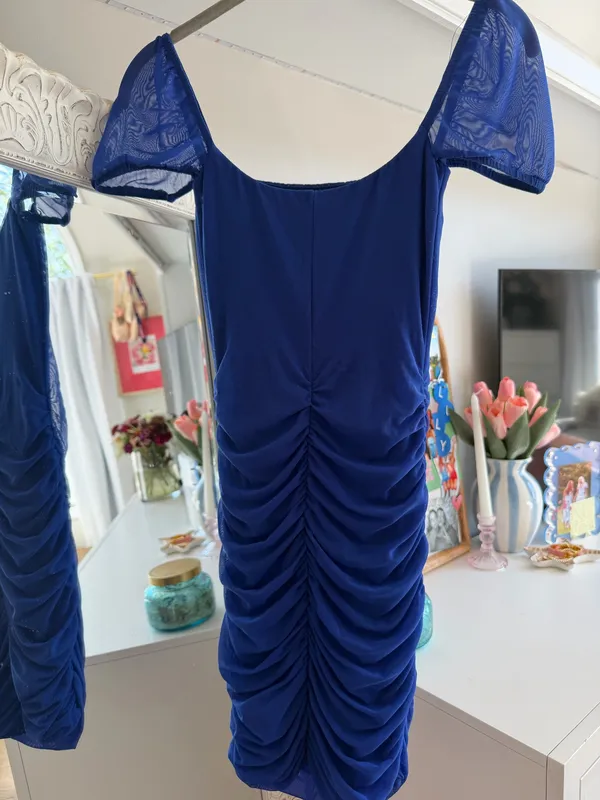 Hello Molly Mini Dress Blue Bodycon - Image 3