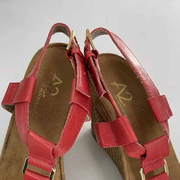 A2 by Areosoles size 8 red strappy wedge sandals - Image 2