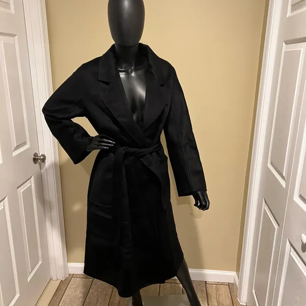 Wool Trench Coat Winter Jacket Parka Bomber Office Coat Wool Jacket Fall Jacket Black - Image 7