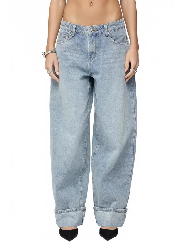 Edikted Kella Low Rise Baggy Jeans NWT Blue Vintage Washed Size Small - Image 5