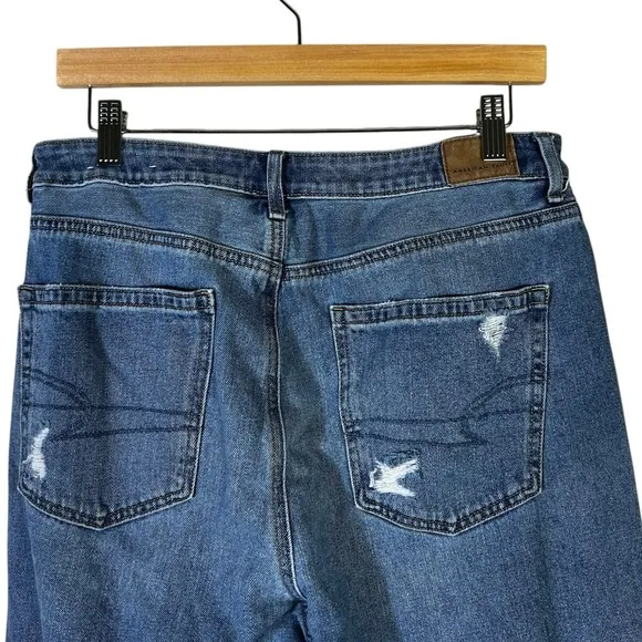 American Eagle Mom Jeans Womens 12 Medium Wash Distressed‎ Straight High Rise - Image 6