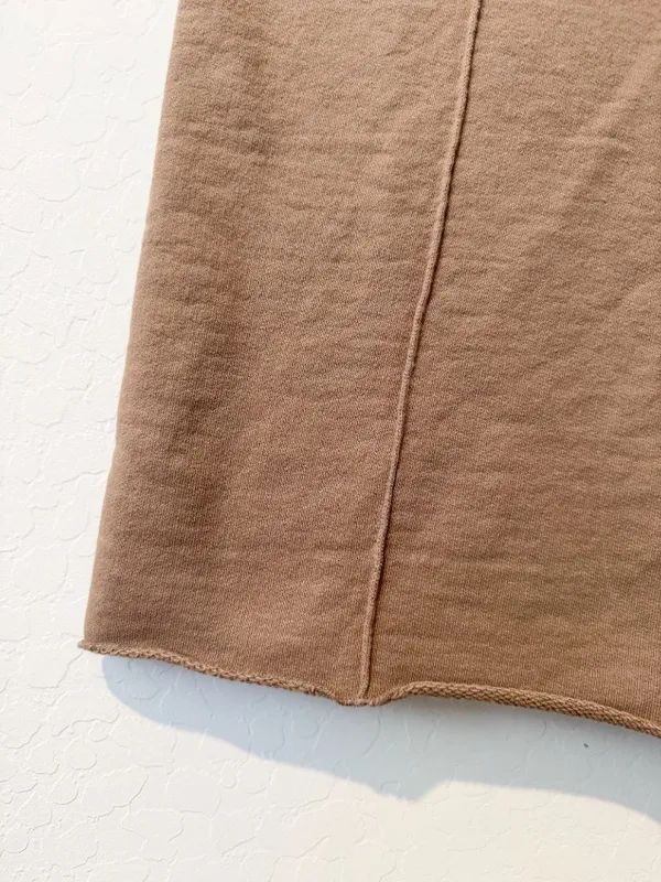 Tkees Sweatpants Size Small Earthen Wide Leg Raw Hem Pintuck‎ Terry Quiet Luxury - Image 5