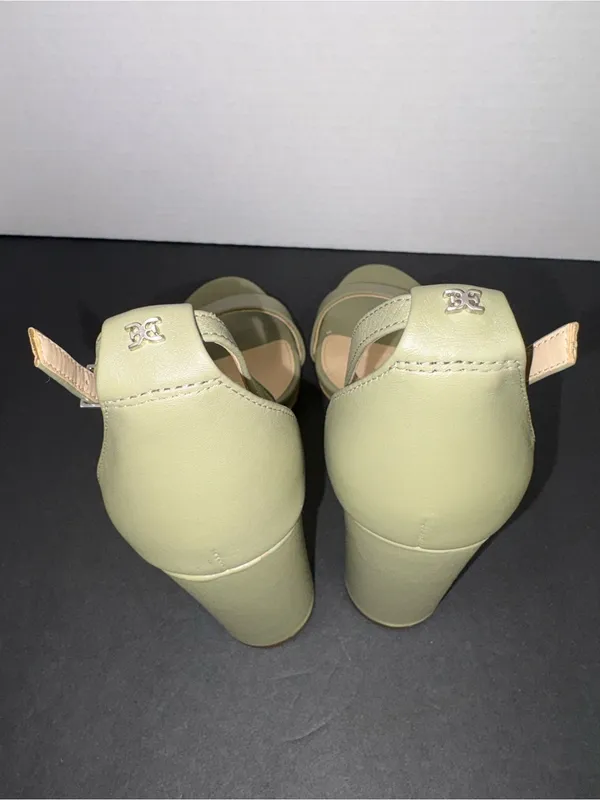 Olive Green High Block Heel Ankle Strap Sandal Sam Edelman Size 8 - Image 3