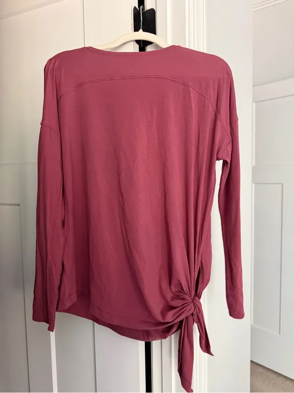 Lululemon To The Point Long Sleeve Misty Merlot Pima cotton tie side - Image 6