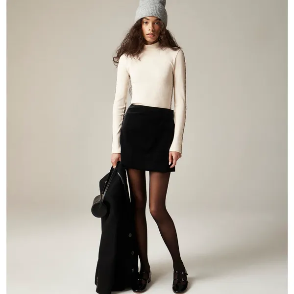 J.Crew Premium Rib Turtleneck Long Sleeve Whipstitch Trim Natural Beige M NWT - Image 2