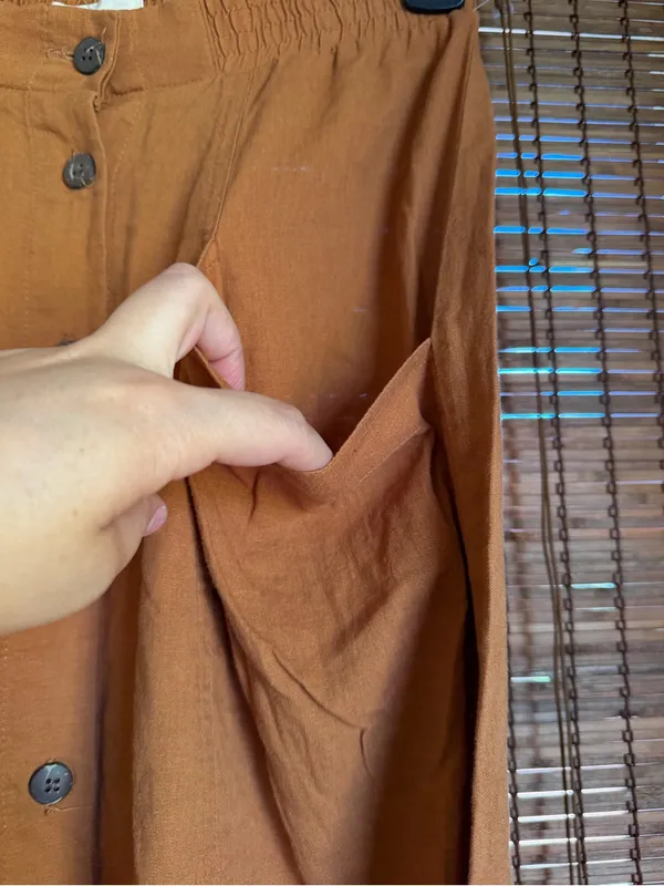 Urban Outfitters Linen Button Front Maxi Skirt Rust Brown Size Small - Image 4