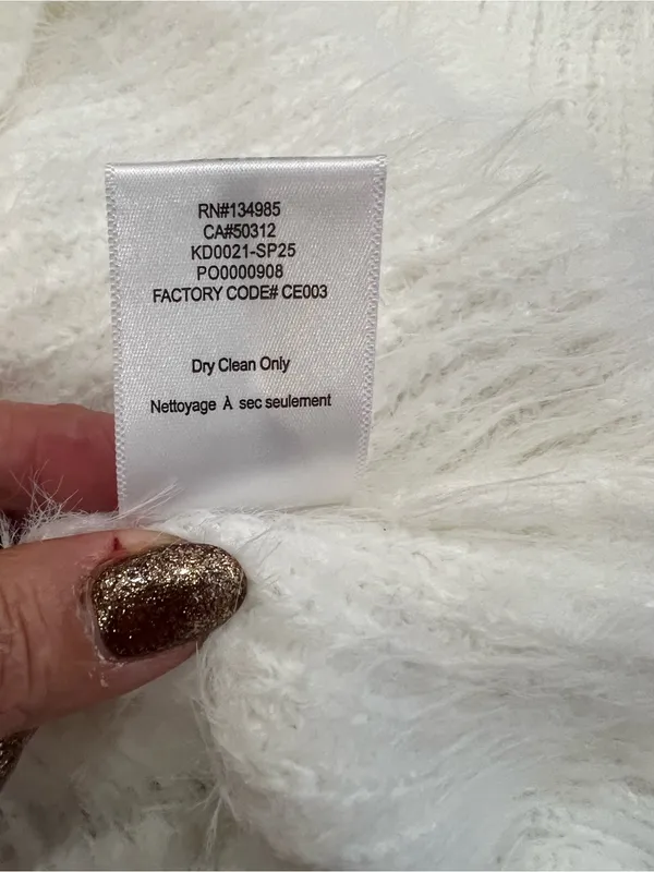 For Love & Lemons Fuzzy Knit Mini Dress White Size Small Bow Detail NWT - Image 7
