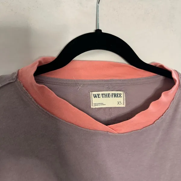 Free People Avery Crew Neck Short Sleeve Knit Tee Purple Pink Size XS - Image 4