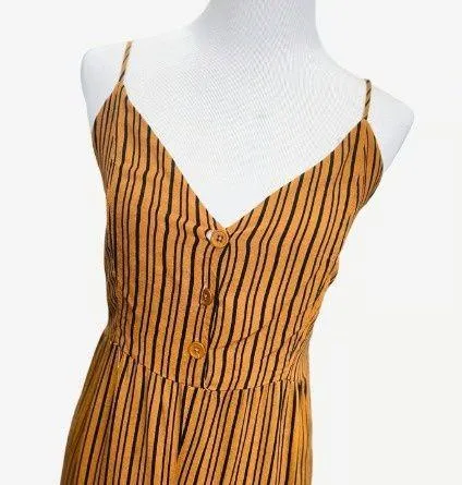Heart Hips jumpsuit brown black L stripes rayon - Image 2