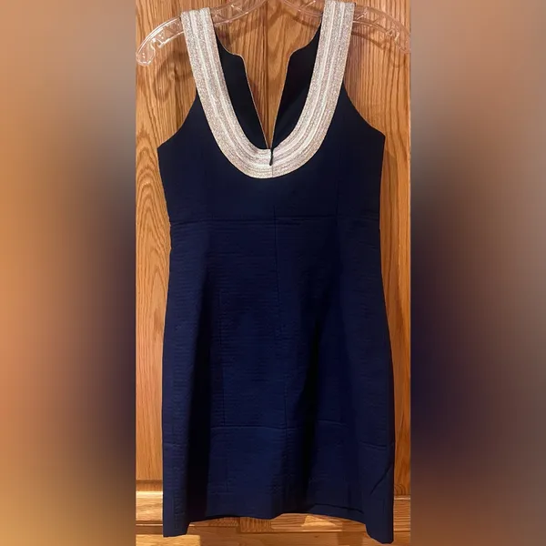 Lilly Pulitzer Valli Notch Neckline Sleeveless Shift Dress in True Navy‎ Size 00 - Image 14