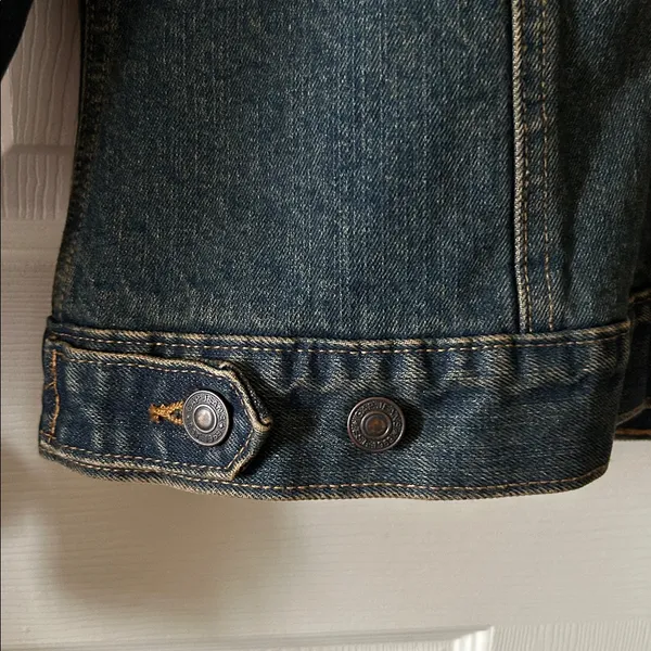 Gap Vintage 2003 Sherpa Lined‎ Jean Jacket Fleece Blue Denim Trucker Style Y2K - Image 7