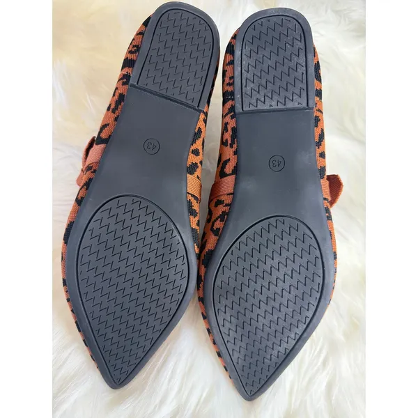 AHZEHRSE Women's Animal Print Mary Jane Flats Pointed Toe Knit Size 10 (EU 43) - Image 9