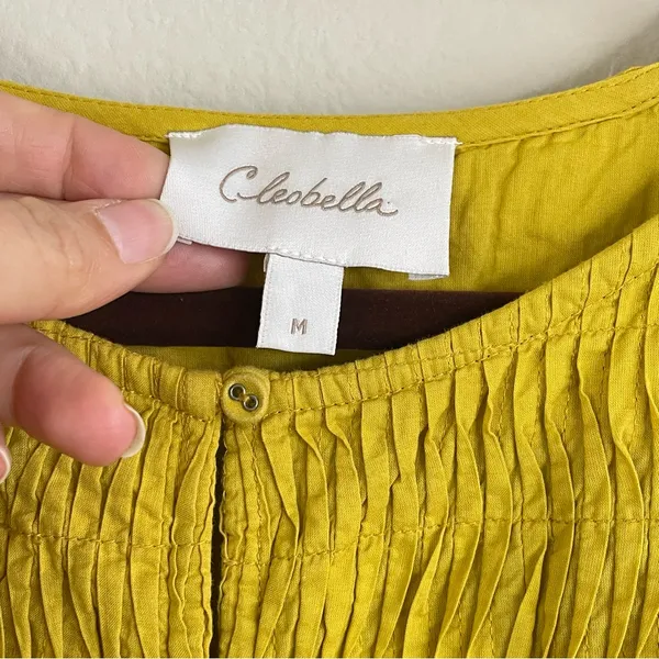 Cleobella Nerea Cotton Blouse in Citrine Yellow‎ Balloon Sleeves Size Medium - Image 3