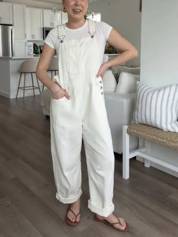 MADEWELL Straight-Leg Overalls in Tile White Size Small - Image 9
