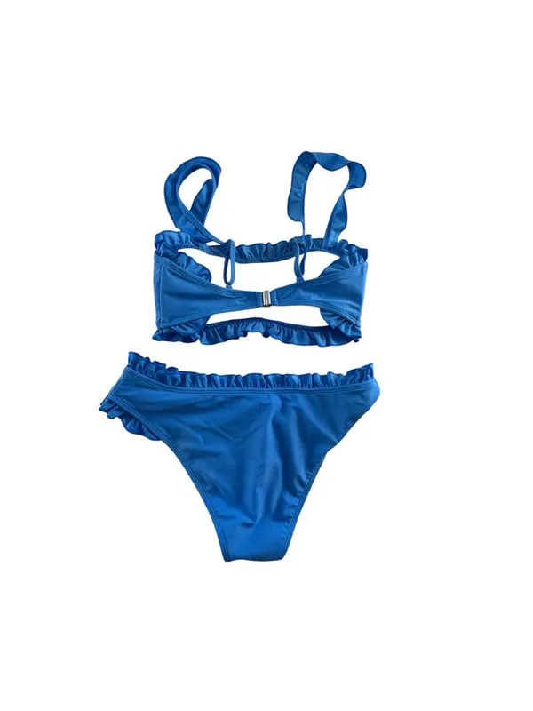 Pink Lily Royal Blue Ruffle Bikini Set - Image 2