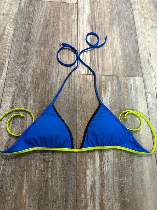 Aerie Blue & Green Triangle Swim Bikini Top Small - Image 2