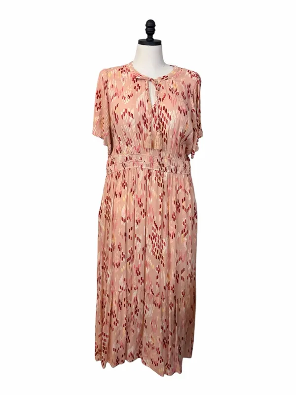 Knox Rose Maxi Dress XXL Blush Geometric Tassel Tie Smocked Waist Cottagecore - Image 6