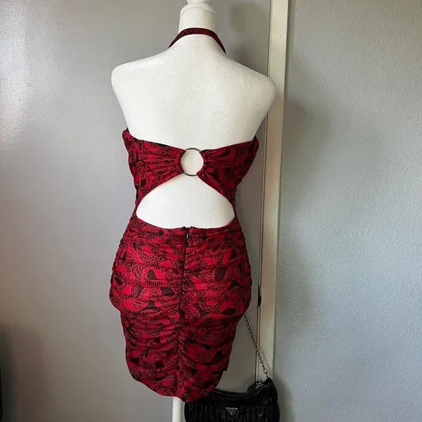 I.am.gia I AM GIA Elegant Red and black snake print Halter Dress Medusa Dress - Image 9