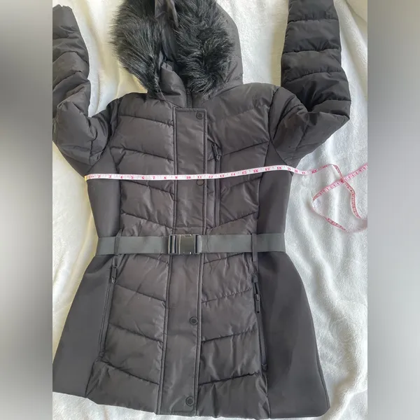 London Fog Black Puffer Jacket with Faux Fur Hood - Image 8