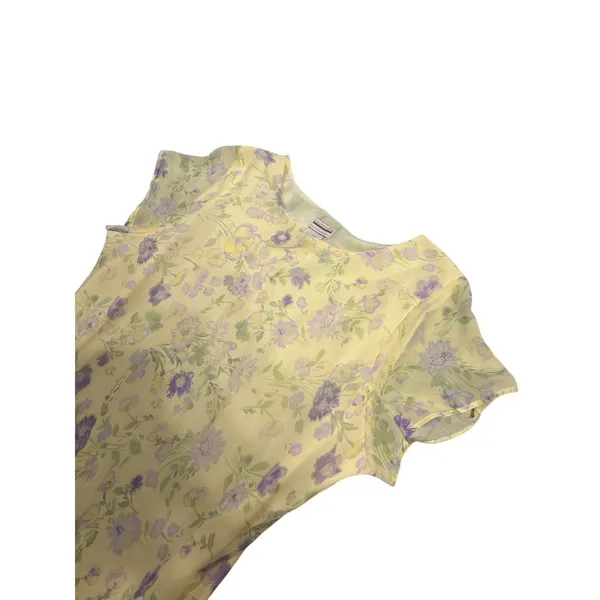 Vintage Expressions Y2K Dress Womens 22W Sheer Yellow Floral Chiffon Maxi Fairy - Image 3