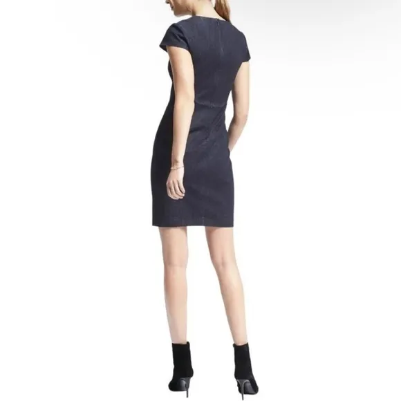 Banana Republic Dark Wash Denim Stretch Dress Size 4 Cap Sleeve Career Chic Sexy - Image 5
