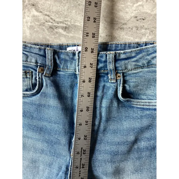 Zara Womens High Rise Straight Leg Jeans Blue Raw Hem Size 2 EUR 34 - Image 3