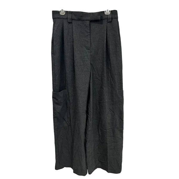 Topshop Gray Wide Leg Pinstripe Pants 6 NWT Trousers High Waisted Professional - Image 2