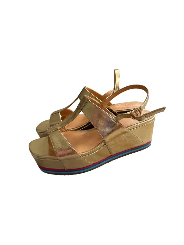 BILL BLASS Gold Platform Sandals Size 7.5 - Image 9