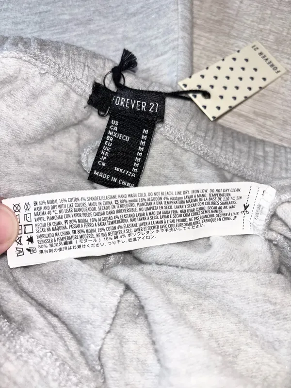 Forever 21 Raw cut flare fleece lined sweatpants Lounge Pant Light Gray M - Image 5